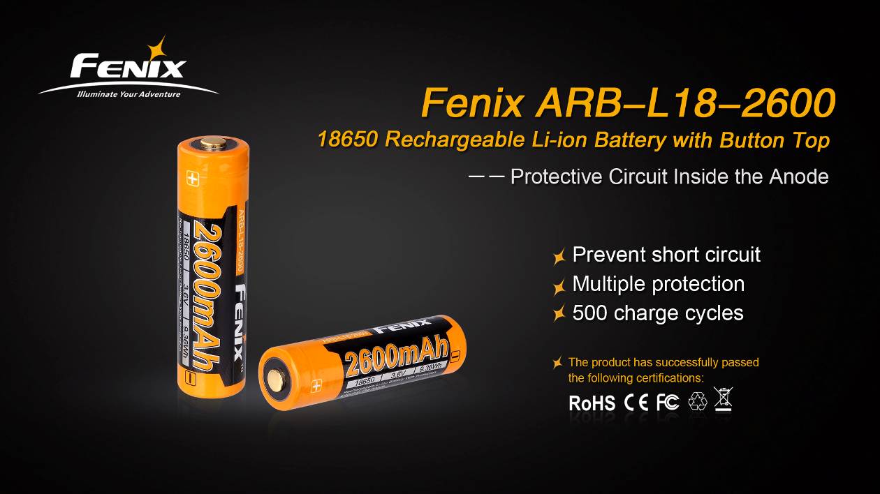 Fenix ARBL18 High-Capacity 18650 Battery - 2600mAh