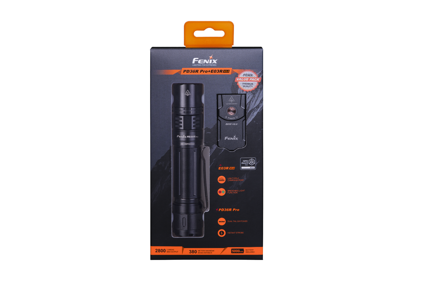 Fenix PD36R Pro 2800 Lumen Flashlight + Free E03R V2 (optional)